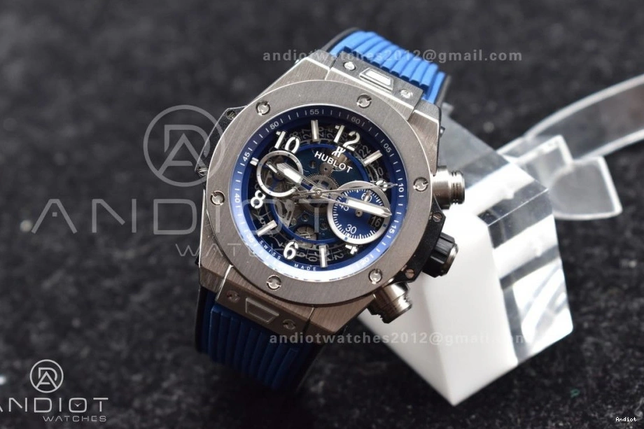 ZF Titanium Strap on Unico A1280 Edition Blue 1:1 Bang Dial Rubber Hublot Blue Skeleton Big Best 1119